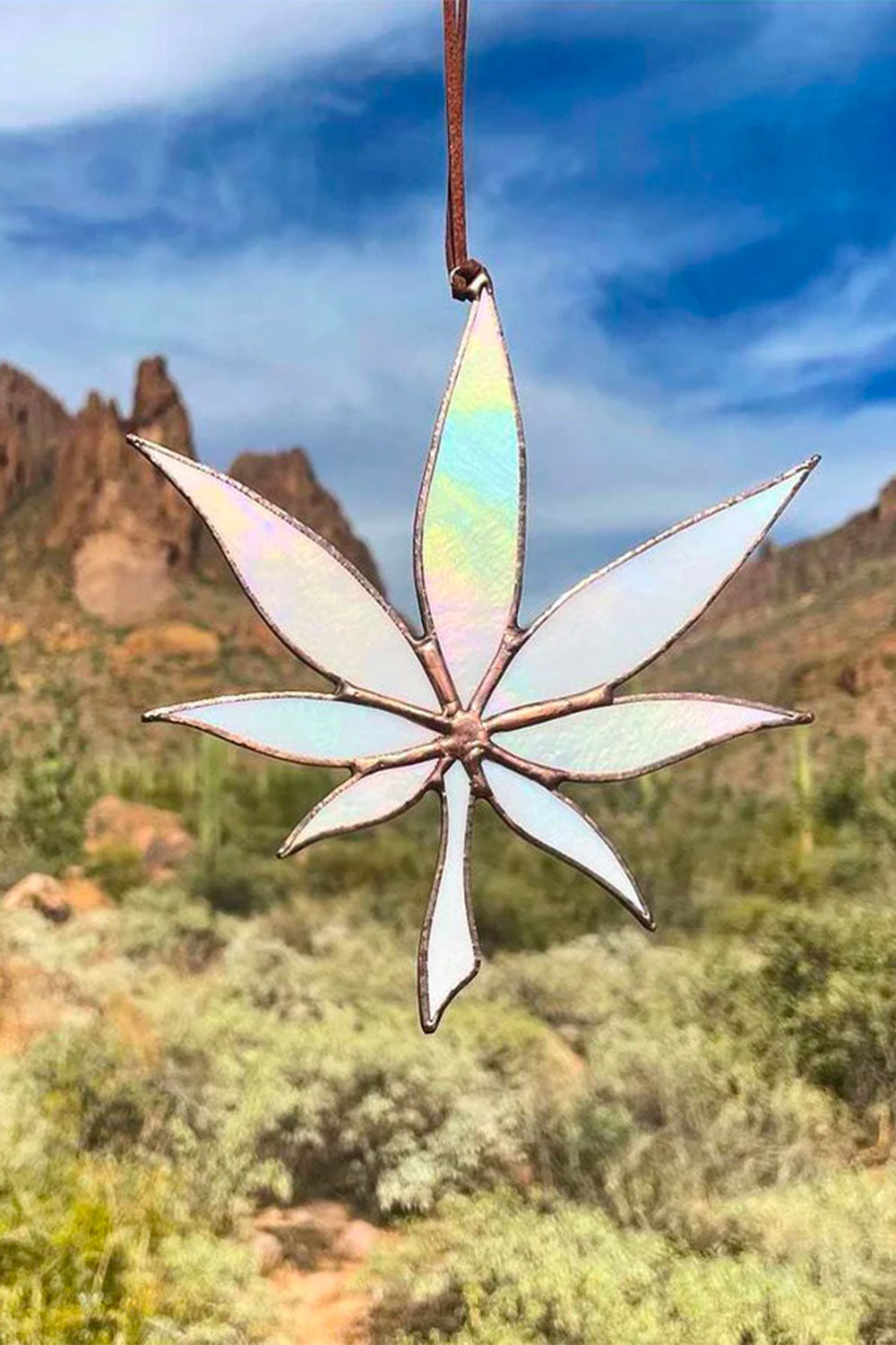 Iridescent Cannabis Leaves Stained on sale Glass